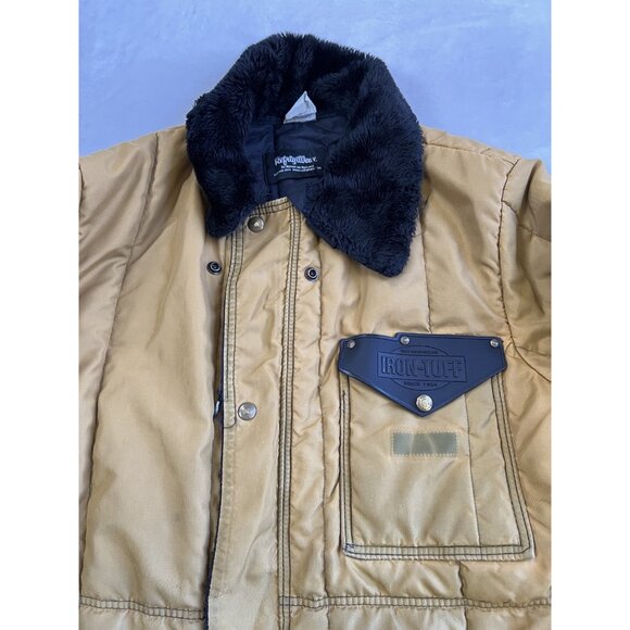 Vintage RefrigiWear Jacket Size L Yellow Parka Coat Fleece Collar Work USA - Picture 4 of 16